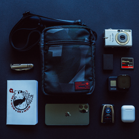 Ranger Camera Crossbody Glacier Camo - Gear, laid flat