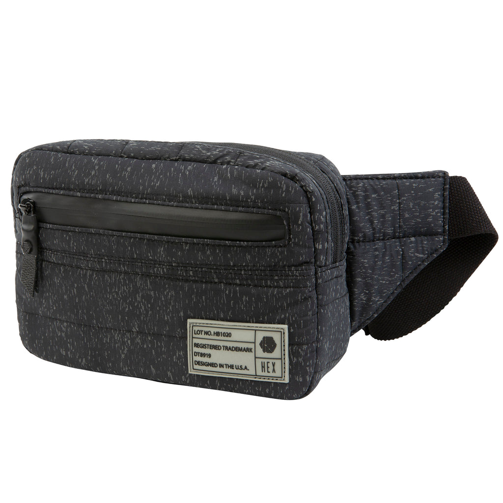 HEX Galaxy Black Reflective Waist Pack, front view