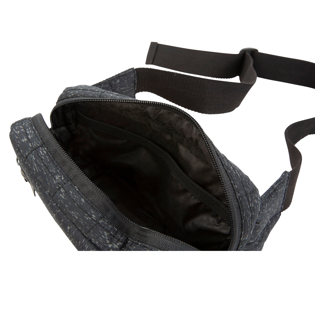 HEX Galaxy Black Reflective Waist Pack, unzipped to show interior