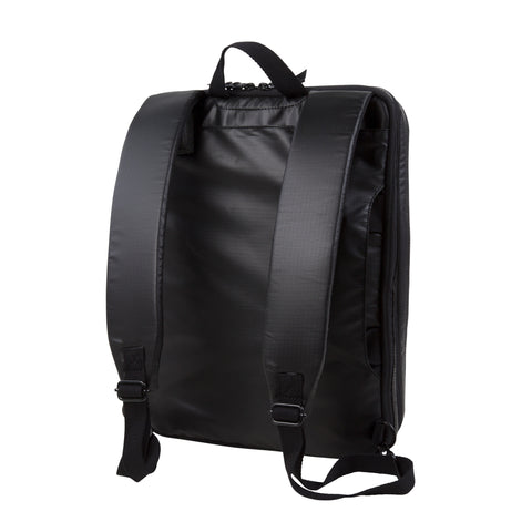 HEX Nero Expandable Laptop Briefcase, black, rear view, with shoulder strap