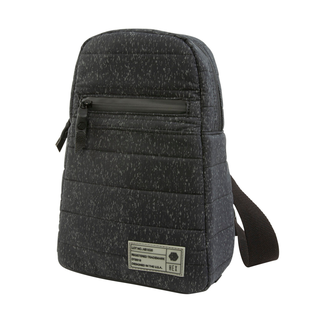 HEX Galaxy Black Reflective Shoulder Bag, front view