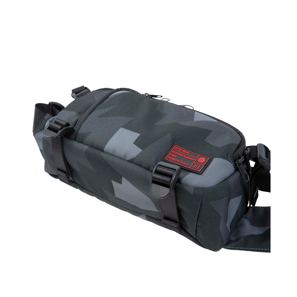 Ranger Gray Camo DSLR Mini Sling, Gray Camo, front and bottom view laying flat