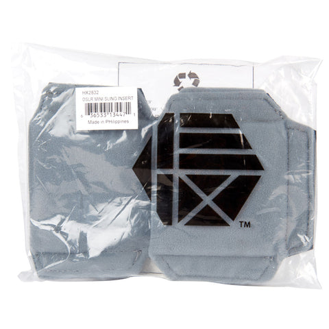 HEX DSLR Mini Sling Inserts, gray, shown in packaging