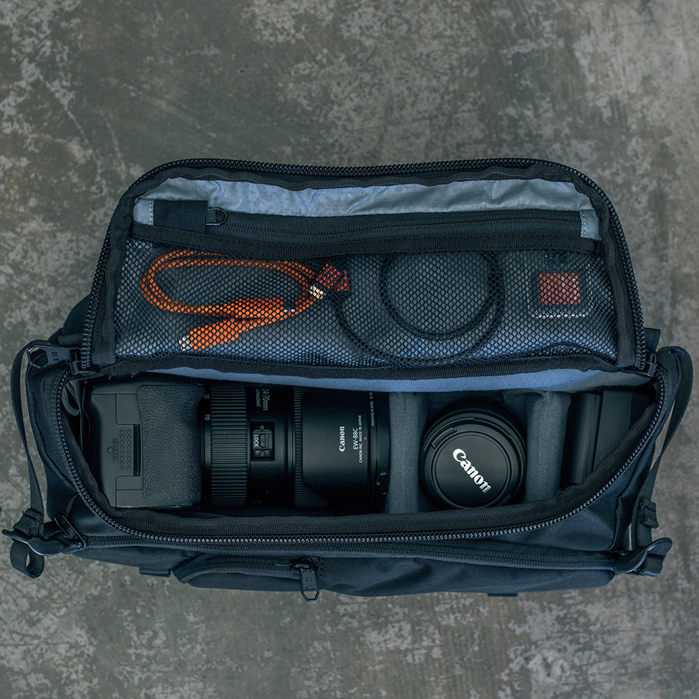 Ranger Blackout Camo DSLR Sling V2 - Packed with Gear
